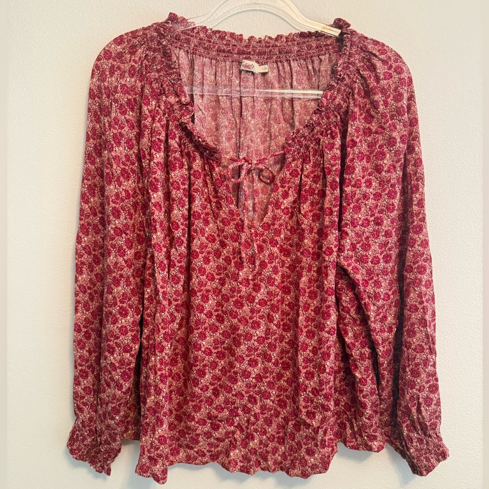 Faherty Emery Floral Print Granita Blouse Top Size Large Cottagecore - Picture 2 of 11